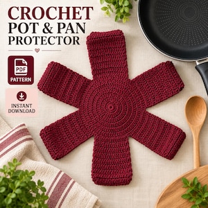 Patrón de ganchillo para protector de ollas, protector de ollas y sartenes en PDF, patrón separador de utensilios de cocina, descarga digital para principiantes