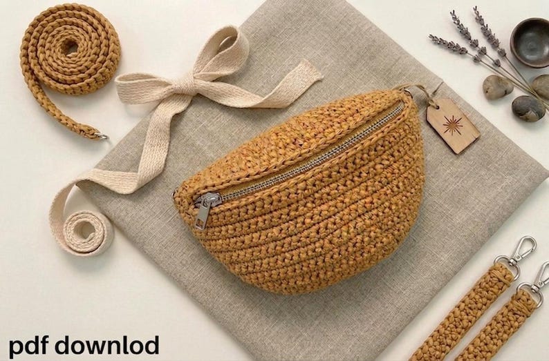 Crochet Banana Bag Pattern, Crochet Waist Bag Pattern, Crochet Belt Bag Pattern, Trendy Summer Crochet Bag, Beginner Friendly image 3