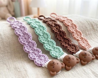 Crochet Pacifier Clip Pattern PDF, Crochet Pacifier Holder Pattern, Baby Pacifier Chain Crochet Pattern, Beginner Friendly