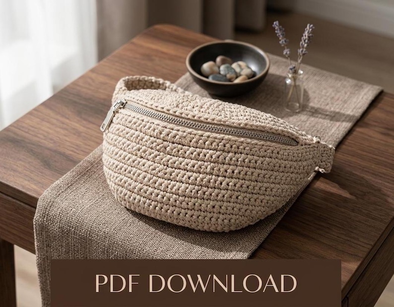 Crochet Banana Bag Pattern, Crochet Waist Bag Pattern, Crochet Belt Bag Pattern, Trendy Summer Crochet Bag, Beginner Friendly image 4