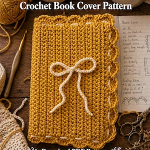Crochet Book Cover Pattern , Crochet Book Sleeve Pattern, Notebook Cover Crochet Pattern, Beginner Friendly, Instant Download