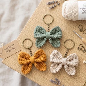Crochet Bow Pattern PDF, Crochet Bow Keychain Pattern, Crochet Bow for Bag Charm, Easy Beginner Crochet Bow Pattern, Cute DIY Bow