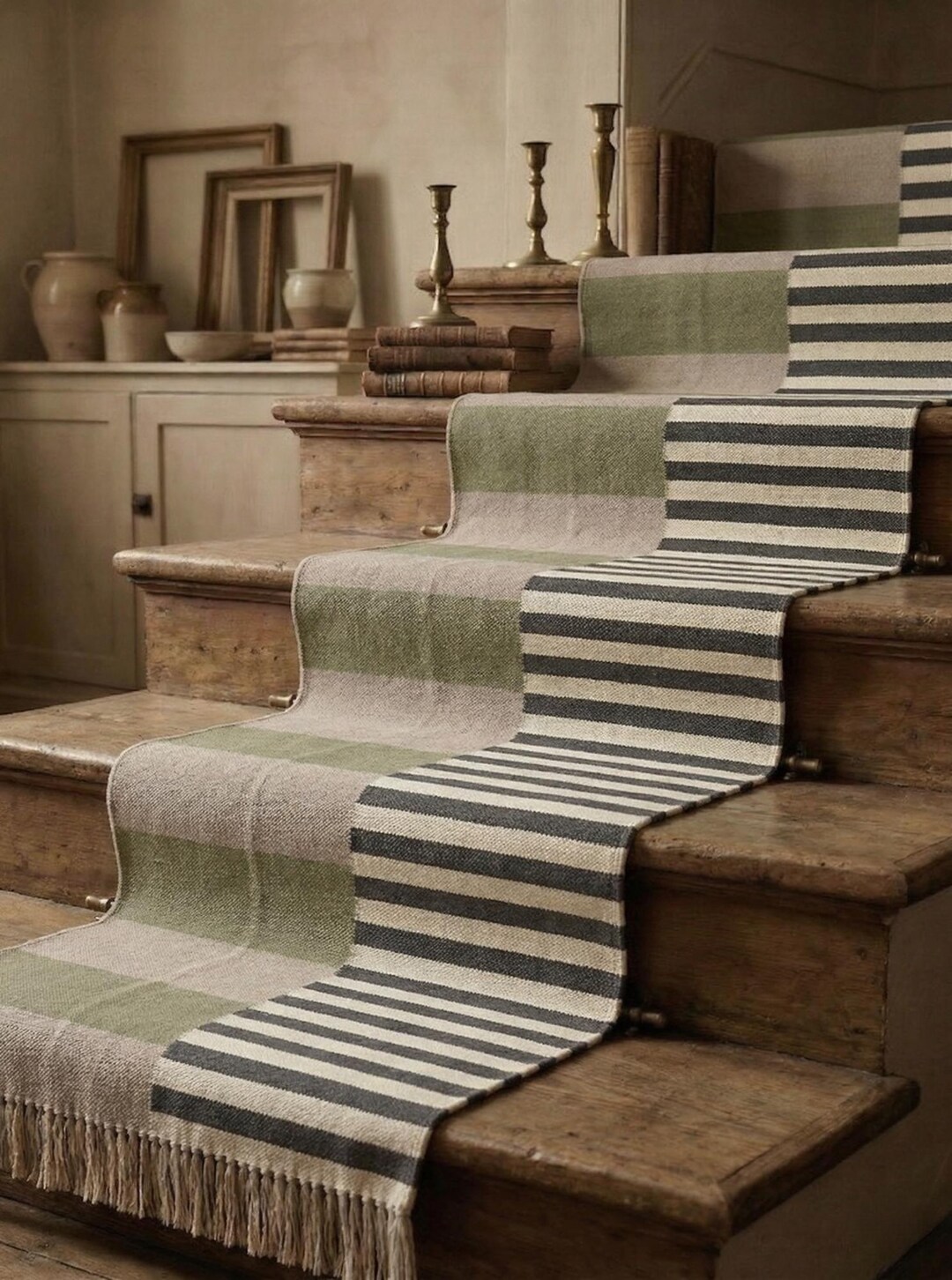 Handwoven Wool Modern Stair Runner Rug | Customizable Carpet for ...