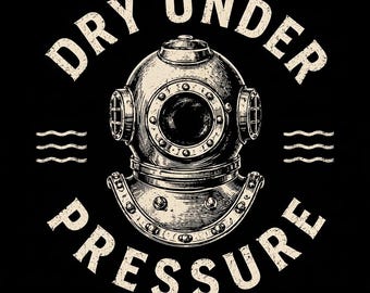 Camiseta Dry Under Pressure, camiseta divertida con casco de buzo, camiseta con humor oceánico, estampado náutico vintage, camiseta para aliviar el estrés, camiseta retro de buceo