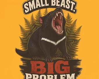 Tasmanian Devil Shirt, Funny Animal Graphic Tee, Small Beast Big Problem T-Shirt, Wildlife Lover Gift, Australia Animal Shirt
