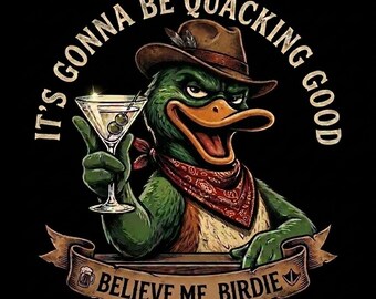 Camiseta "Quacking Good", camiseta divertida de pato martini, camiseta de pato vaquero bebiendo, camiseta de humor sarcástico, gráfico vintage para fiestas, regalo retro con juego de palabras sobre patos