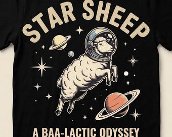 Camiseta divertida de oveja, camiseta de oveja astronauta, camiseta de oveja espacial, camiseta divertida de animales, regalo de ciencia ficción, camiseta con humor para nerds