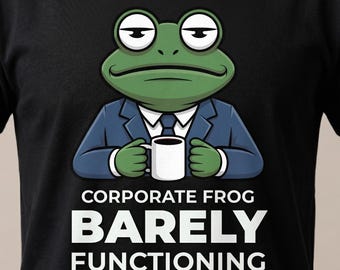 Camiseta corporativa de rana, camiseta divertida con humor de oficina, camiseta para personas que apenas funcionan, regalo para personas agotadas por el trabajo, camiseta para compañeros de trabajo sarcásticos
