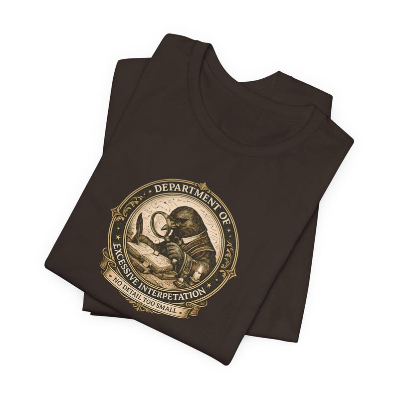Overthinking Crow Graphic Tee, Dark Academia Excessive Interpretation Shirt image 16