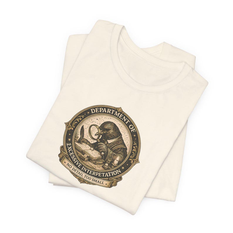 Overthinking Crow Graphic Tee, Dark Academia Excessive Interpretation Shirt image 15