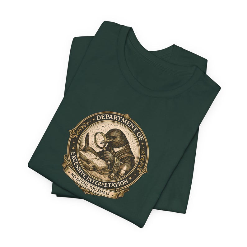 Overthinking Crow Graphic Tee, Dark Academia Excessive Interpretation Shirt image 14