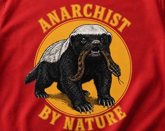 Camiseta con estampado de serpiente tejón melero anarquista, camiseta de animales salvajes rebeldes