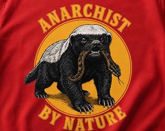 Anarchist Honey Badger Snake Graphic Tee, Rebellious Wild Animal Shirt
