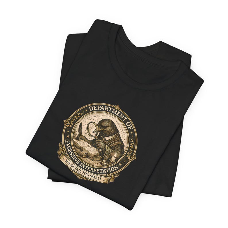 Overthinking Crow Graphic Tee, Dark Academia Excessive Interpretation Shirt image 13