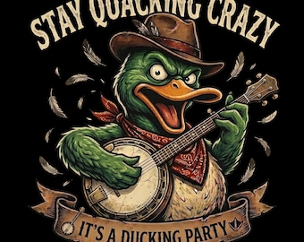 Camiseta Cowboy Duck Banjo, Camiseta gráfica de humor vintage, Fiesta Stay Quacking Crazy