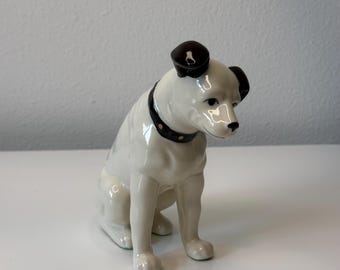 Vintage Ceramic Terrier Dog Figurine Nippon RCA Corp Japan Black White