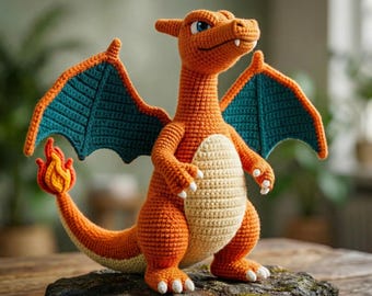 Amigurumi charmander modello/Mega Pokemon Charizard/fai da te (download immediato)