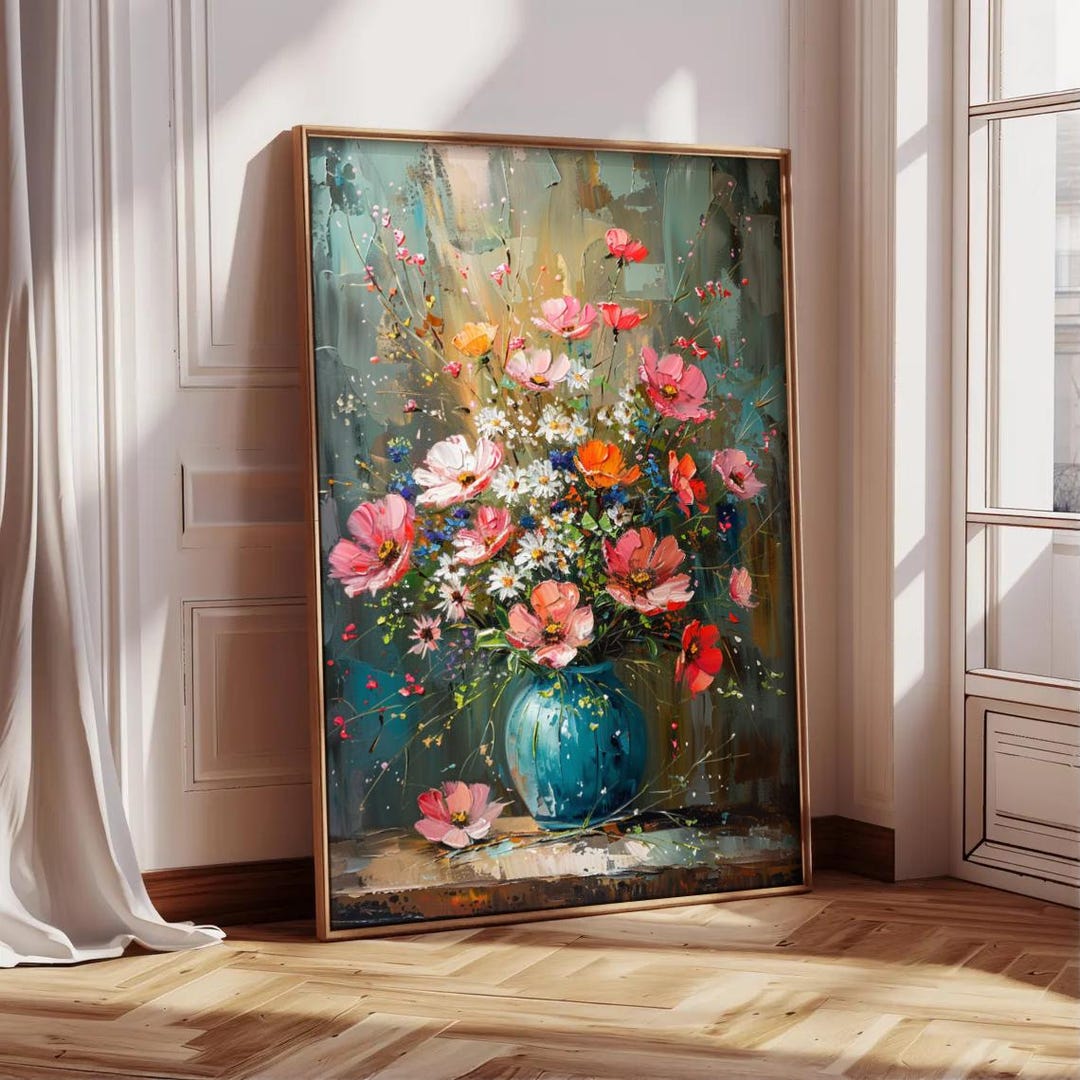 Easter Botanical Wildflower Bouquet Wall Art | Oil Painting Digital ...