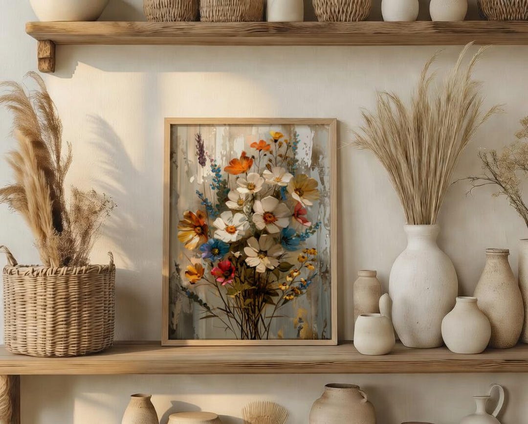 Easter Botanical Wildflower Bouquet Wall Art | Oil Painting Digital ...