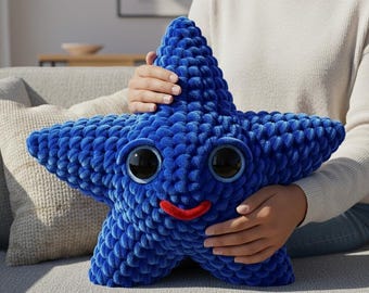 Plush Chenille Star Crochet Pattern, Amigurumi Starfish Toy (Instant Download)