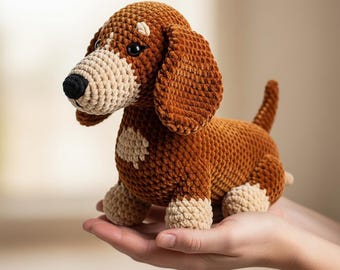 Dachshund Crochet Pattern, Realistic Velvet Amigurumi Dog (PDF Download)