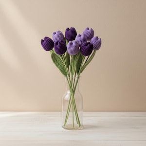 かぎ針編みチューリップブーケのパターン（PDF）、あみぐるみチューリップ｜即時デジタルダウンロード