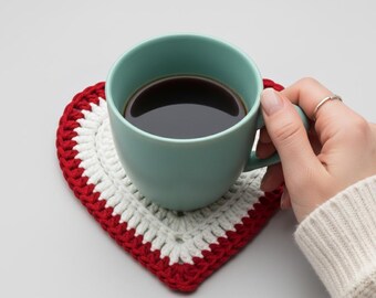 Heart Coaster Crochet Pattern, Beginner Friendly Kitchen Decor (Digital Download)