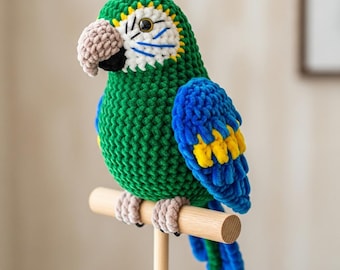 Realistic Velvet Macaw Parrot Amigurumi Crochet Pattern | Tropical Bird Plush (PDF Download)