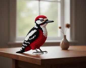 Velvet Woodpecker Crochet Pattern – Realistic Amigurumi Bird (PDF Download)
