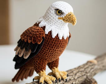 Realistic Bald Eagle Crochet Pattern, Velvet Chenille Amigurumi Plush Toy (PDF Pattern)