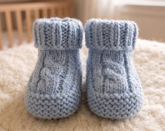 Chunky Baby Booties Knitting Pattern PDF | Easy Garter Stitch Newborn Boots |Folded Cuff | Beginner Friendly | Instant Download