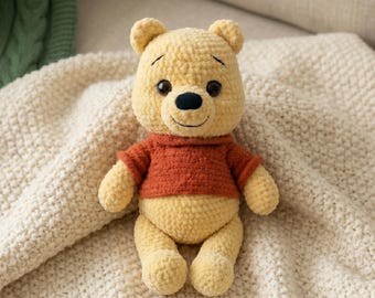 Crochet Winnie the Pooh pattern, amigurumi bear toy PDF, English pattern
