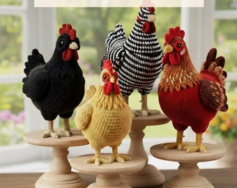 4-in-1 Realistic Chicken Crochet Pattern Bundle (PDF Download)
