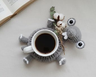 Crochet Opossum Coaster Pattern – Amigurumi Mug Rug PDF (Instant Download)
