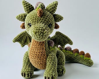 Enchanted Forest Dragon Crochet Pattern | Realistic Velvet Amigurumi Toy (PDF Download)