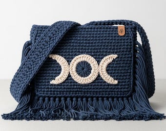 Triple Moon Bag Crochet Pattern PDF, Whimsigoth Purse, Moon Boho Tote, Instant Download