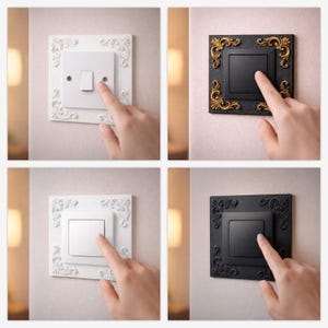 Light Switch Surround Wall Protector Plate Guard Decorative Frame Baroque Embroidered Like EU and UK Standard 3D Printed NO Stains Luxury