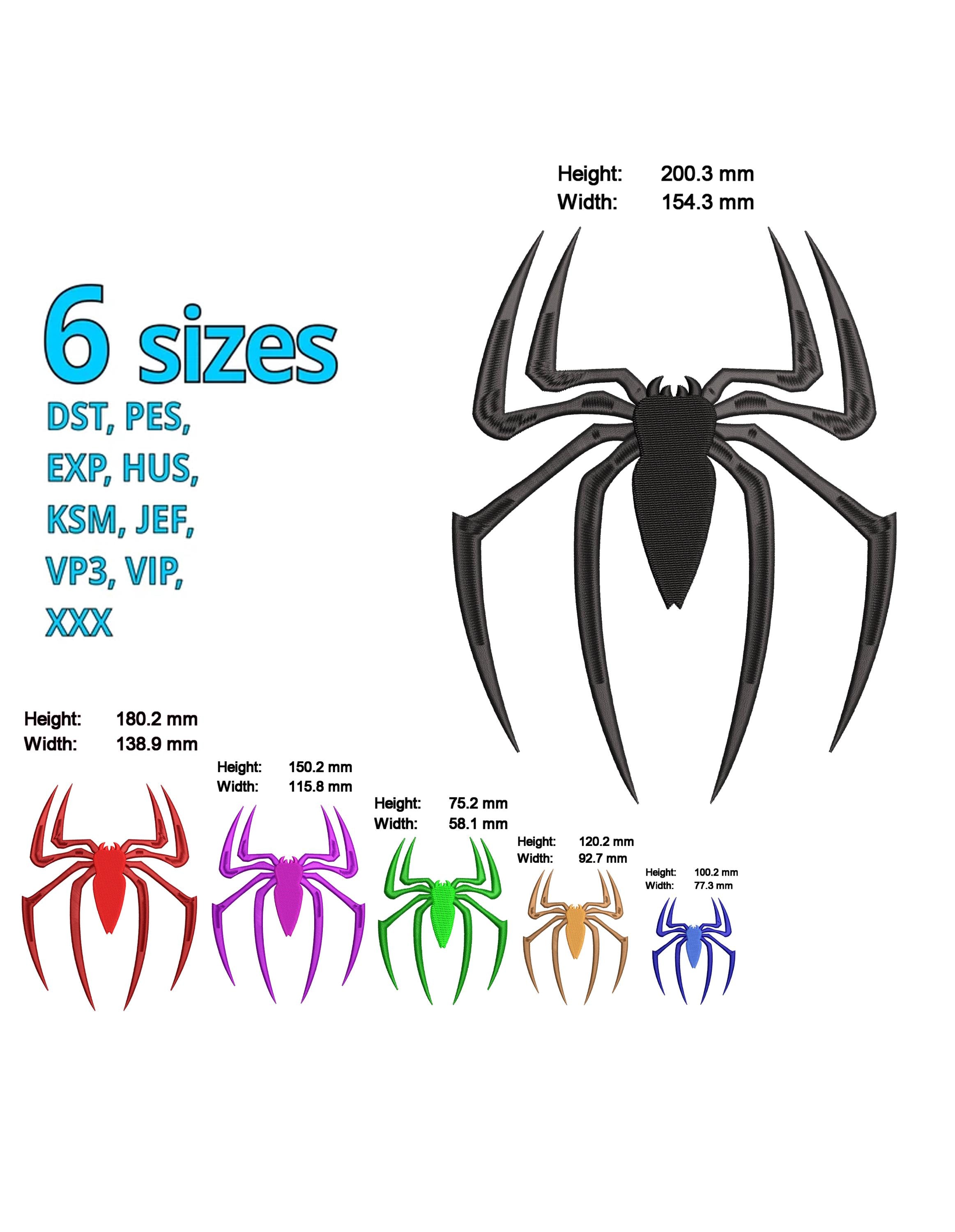Spider man  embroidery pattern design - Spider costume machine file - 6 color Spider Motif Tattoo drawing machine embroidery