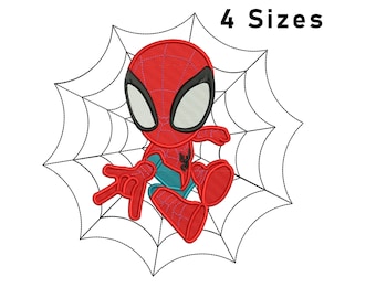 Spider man little Boy Inspired Embroidery Design file, Spider Machine Embroidery Files, Instant Download - 4 Sizes