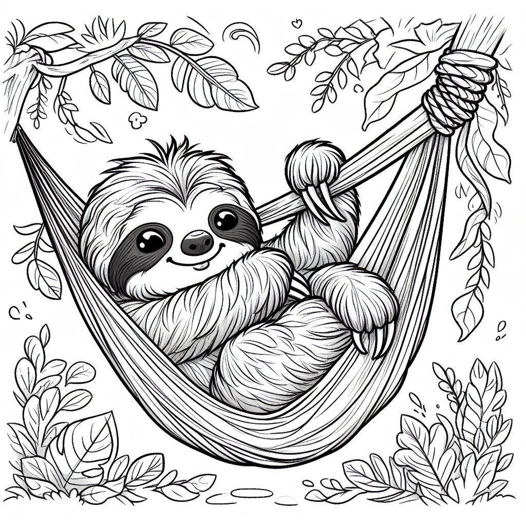 Sloth Coloring Pages, 53 Printable Digital PDF, Kids Activity, Instant ...