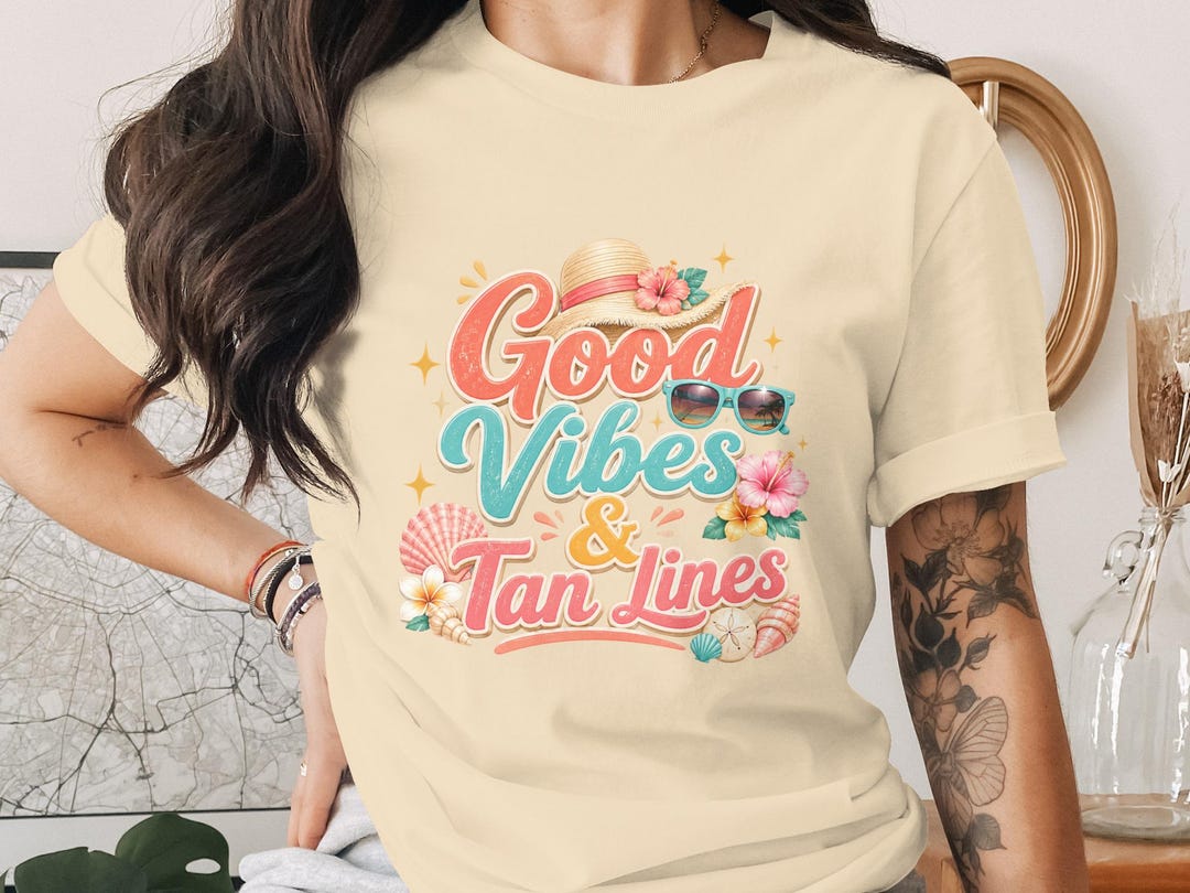 Good Vibes & Tan Lines Summer PNG Digital Art, Beach Vacation ...