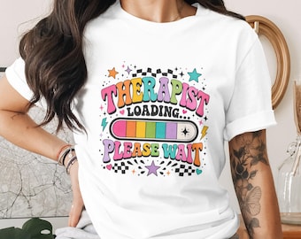 Therapist Loading Please Wait PNG Sublimation Design File, Retro Groovy Mental Health Counselor Gift, Psychology Student Digital Art
