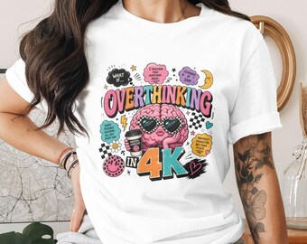 Overthinking in 4K Sublimation Design PNG, Mental Overload Brain Retro Y2K Funny Anxiety Gift Digital File