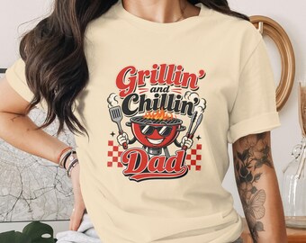 Grillin' and Chillin' Dad PNG Digital Download, Retro BBQ Grill Master Sublimation Design, Fathers Day Gift for Grill Lovers