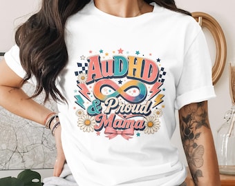 AuDHD & Proud Mama Sublimation Design PNG, Neurodiversity Awareness Digital File for Mom, Retro Groovy Mother's Day Gift