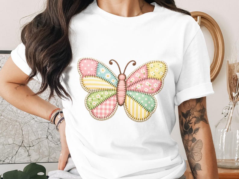 Colorful Butterfly T Shirt, Cute Butterfly Graphic Tee, Summer Casual Top, Women's Fashion Trend, Relaxed Fit Shirt, Gift for Her, Hipster