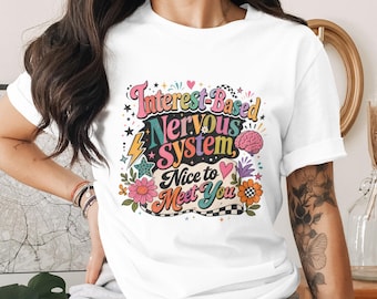 Interest-Based Nervous System Sublimation Design File PNG, Neurodivergent Brain Art Retro Mental Health Awareness Gift