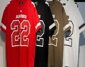 AMIRI Style 22 Jersey T Shirt | Streetwear Oversized Tee | Hip Hop Graphic Shirt