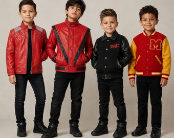 Kids Michael Jackson Beat It Red Jacket Costume Concert Style MJ Tribute Children's Coat
