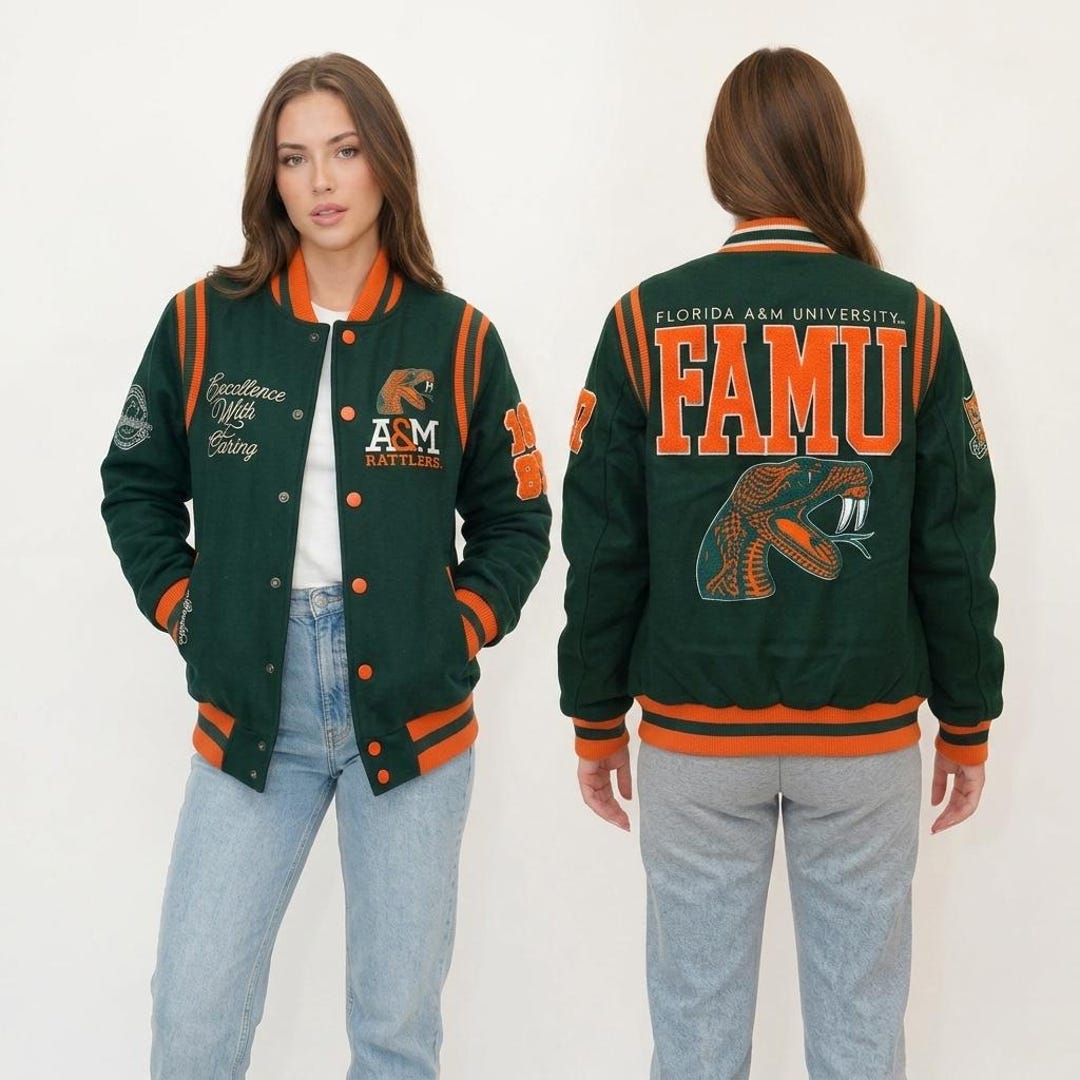 Florida AM University FAMU Varsity Jacket Green Orange Rattlers ...